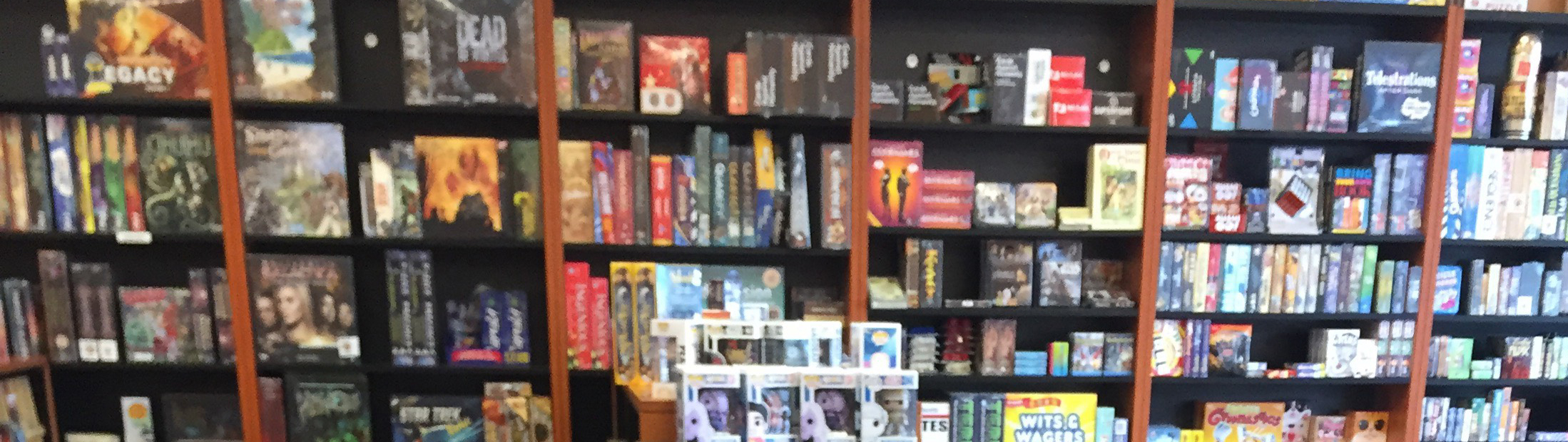 Shelves filled with board games