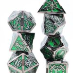 7 Die Set: Crossed Swords: Enchanted Forest Sword – Metal RPG Dice Set