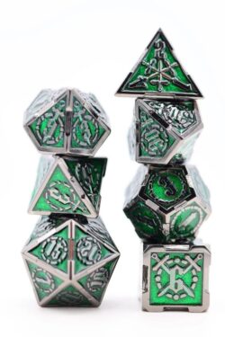 7 Die Set: Crossed Swords: Enchanted Forest Sword - Metal RPG Dice Set