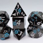 7 Die Set: Metallic Bouquet: Dark Blue Pimpernel – Metal RPG Dice Set