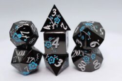 7 Die Set: Metallic Bouquet: Dark Blue Pimpernel - Metal RPG Dice Set